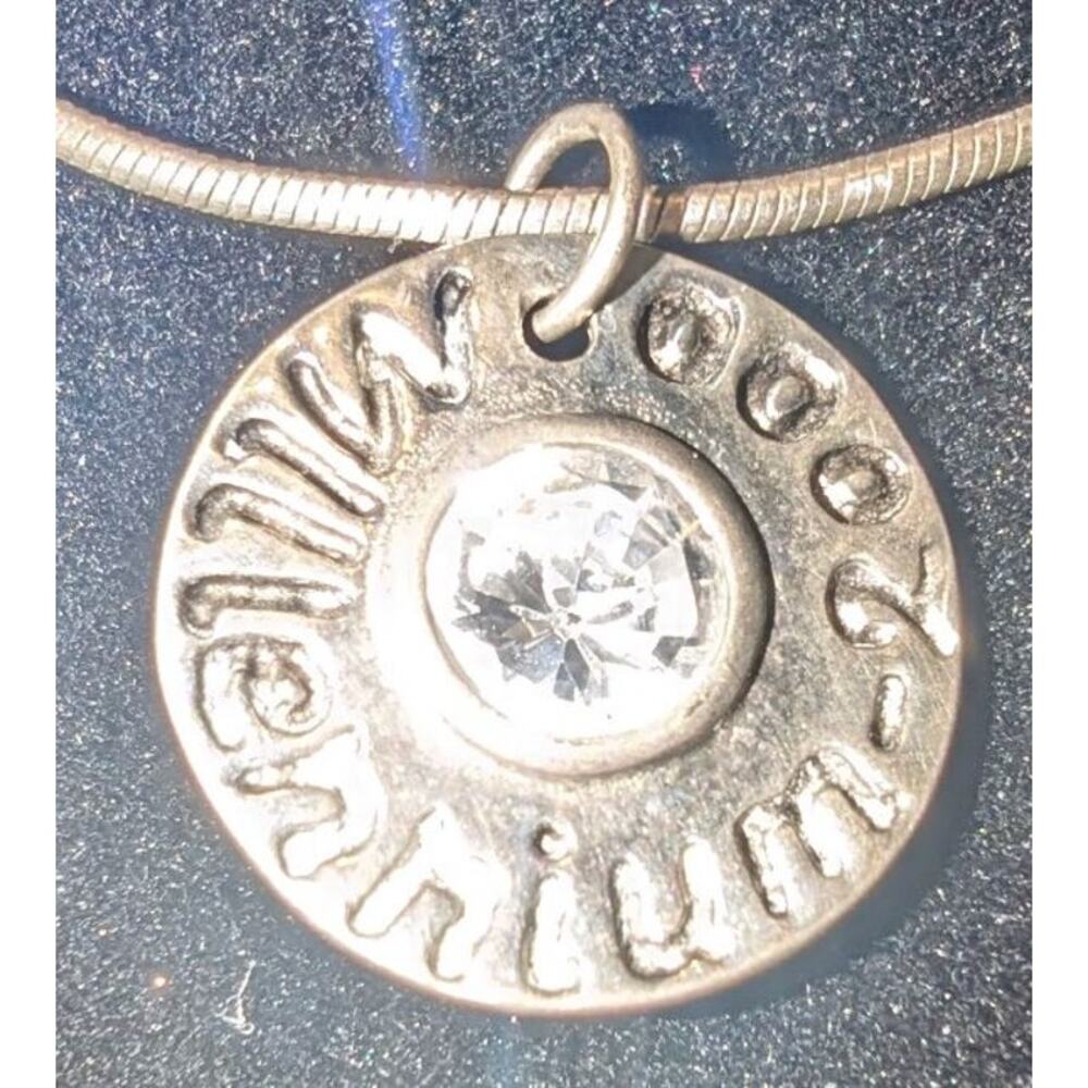 Sterling Silver Y2K Necklace Millenium 2000 925 Gemstone Pendant Italy Chain